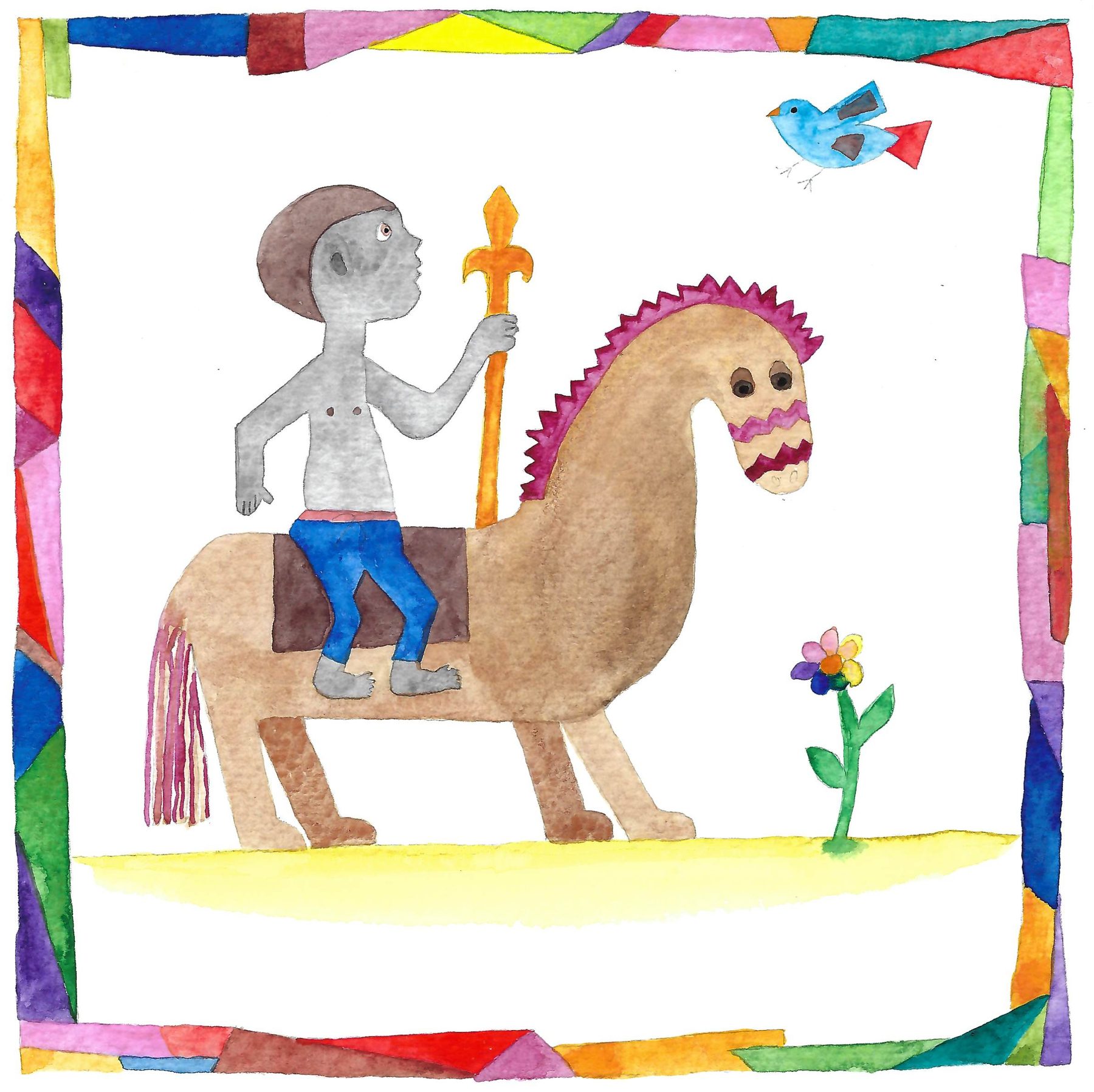 Boy on Horse with Sword